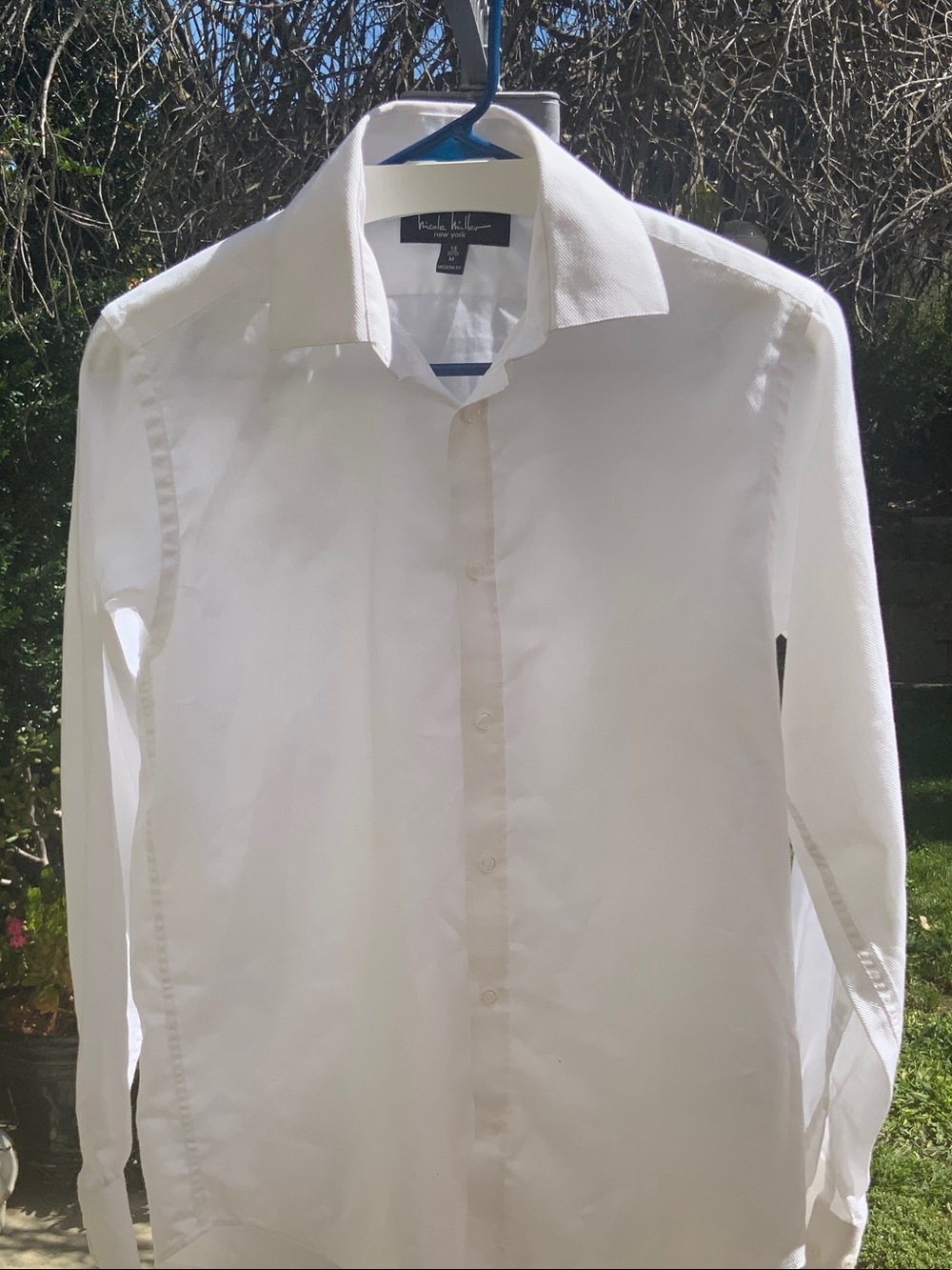Nicole Miller White Men's Long Sleeve Dress Shirt